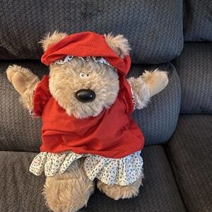 Vtg Graphics International Christmas Mom Bear Plush Stuffed 1985 Red Gown Cap